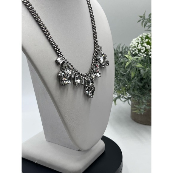 Juicy Couture Limited Edition Rhinestone Silver Tone Chain Statement Necklace - Picture 8 of 14